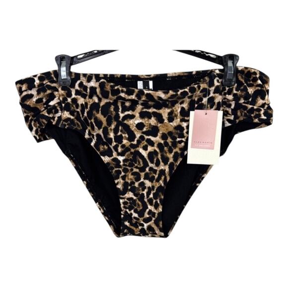Alex Marie NWT Side Shirred High Cut Full Coverage Animal Print Bikini Bottom XL - Picture 13 of 13